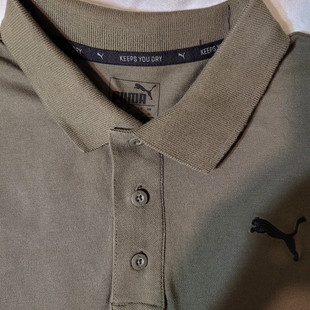 Puma Men's Pique Polo Shirt 838248 Olive Green Medium